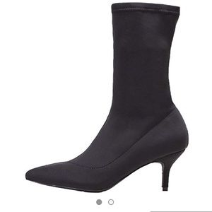 Sock Pointed Toe Low Kitten Clear Heel Booties